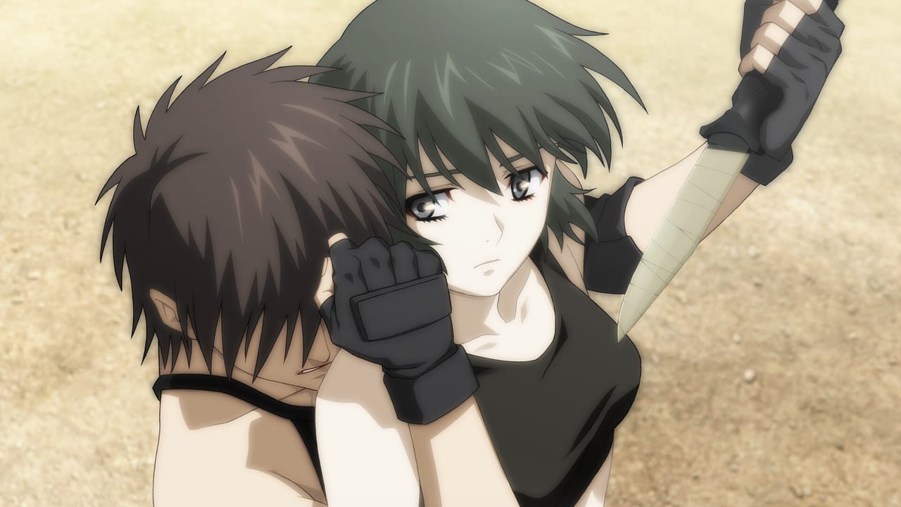 Ein pins Zwei during knife training on sandy ground in Phantom PHANTOM OF INFERNO NITRO ARCHIVE